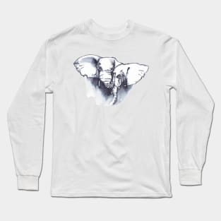 Elephant cuddles - ink painting Long Sleeve T-Shirt